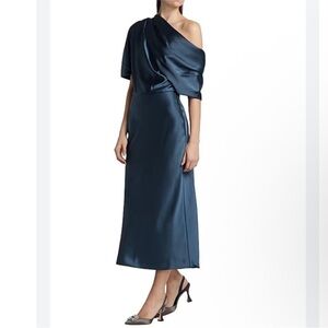 Amsale One-Shoulder Midnight Blue Dress